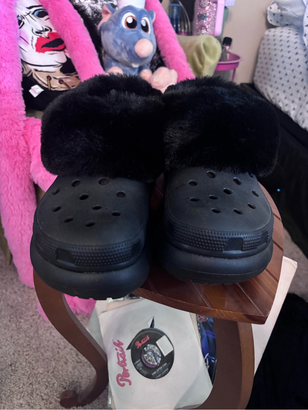 CROCS - Women’s Black Fuzzy Platform